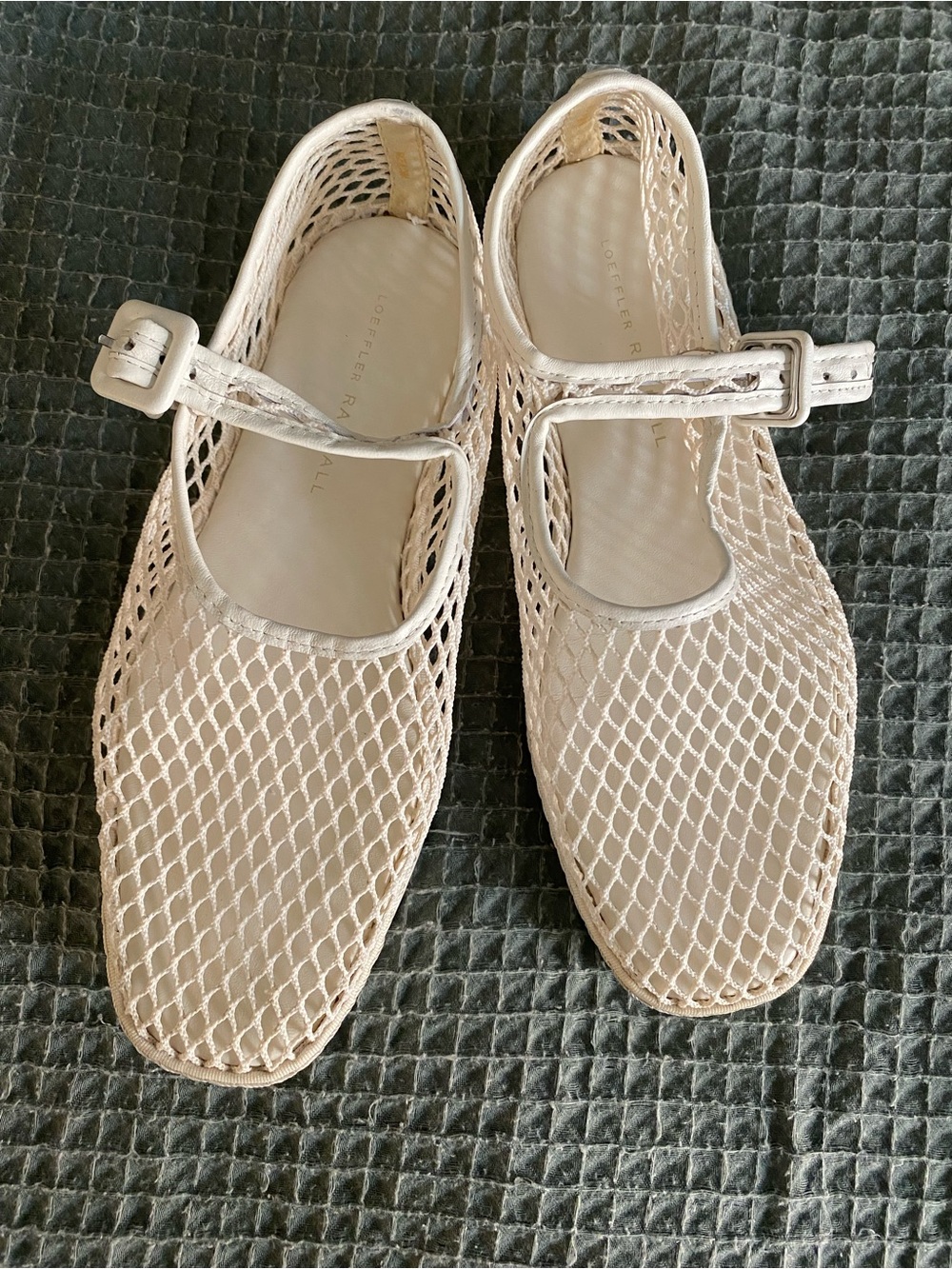 Loeffler Randall Cream Mesh Mary Jane Flats